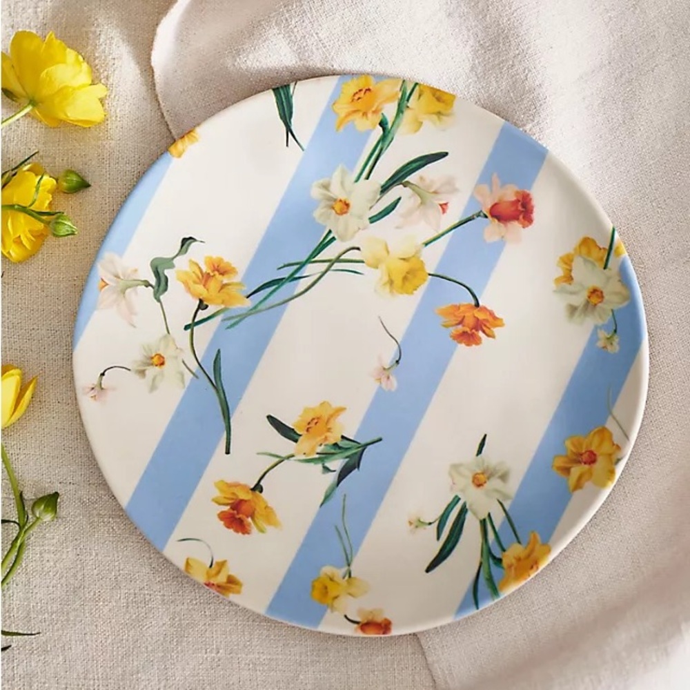 Anthropologie Daffodil Stripe Melamine Side Plates, Set of 4